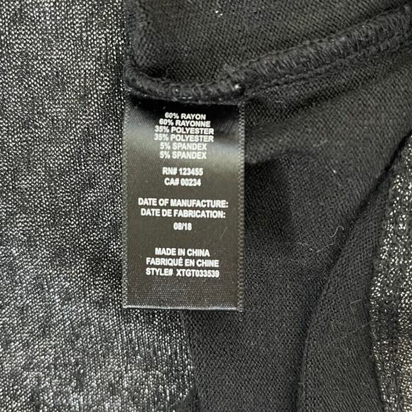 Design Lab Lord & Taylor black silver long sleeve knit top large - Picture 5 of 5